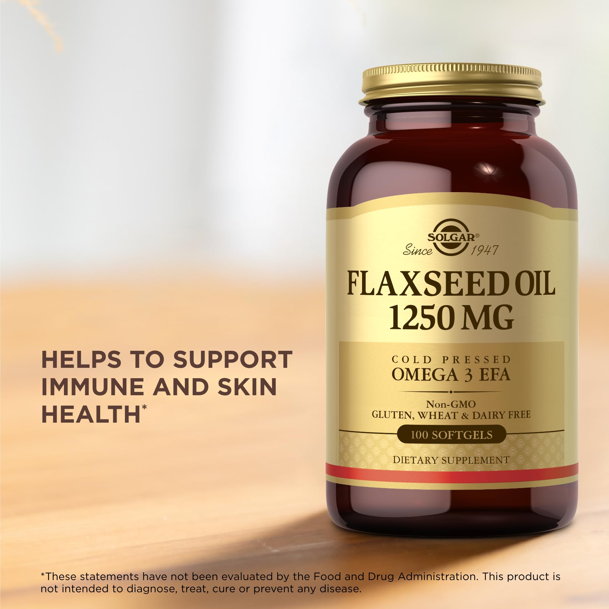 Close-up of dairy-free and gluten-free claims on Solgar label
