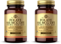 Solgar Folate 666 mcg DFE bottle and label — 250 tablets per pack (Pack of 2)