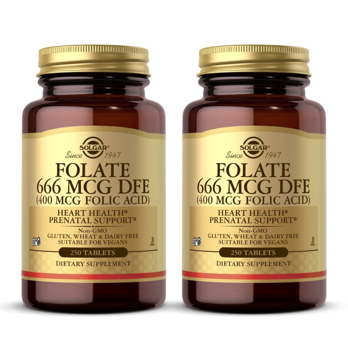 Solgar Folate 666 mcg DFE – 250 tablets per bottle (pack of 2)
