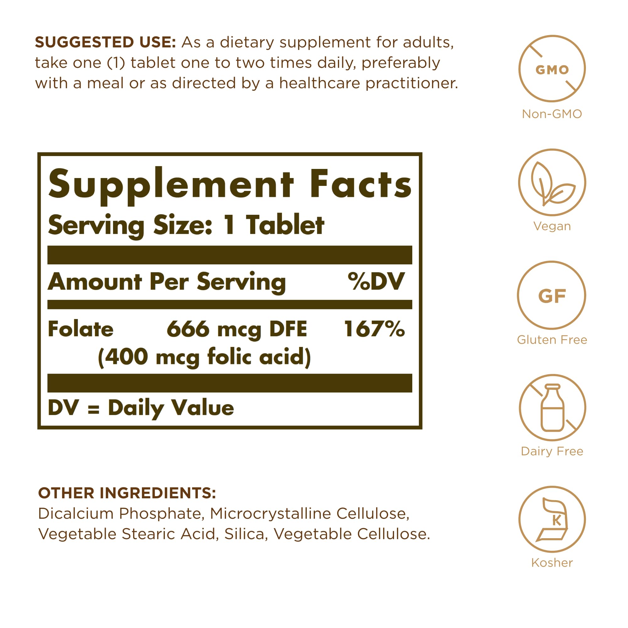Two Solgar Folate 666 mcg DFE bottles (pack of 2)