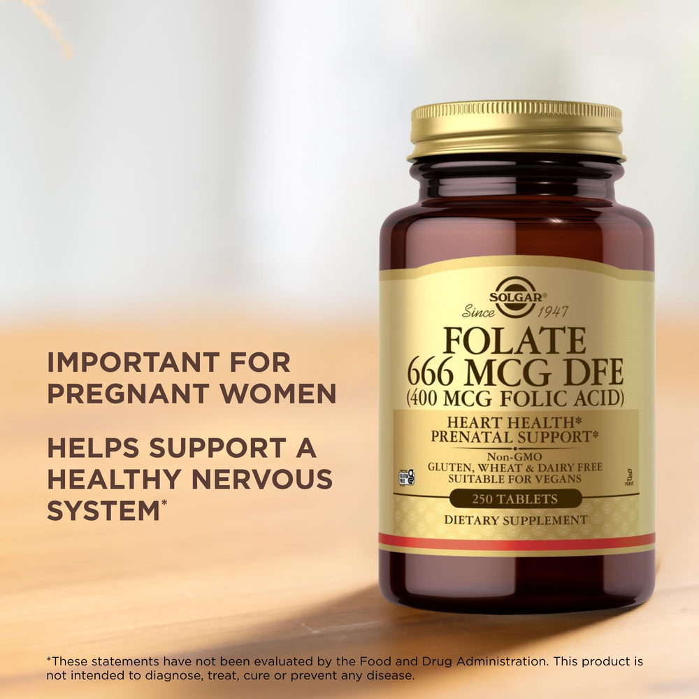 Gluten-free and dairy-free ingredients on Solgar Folate product