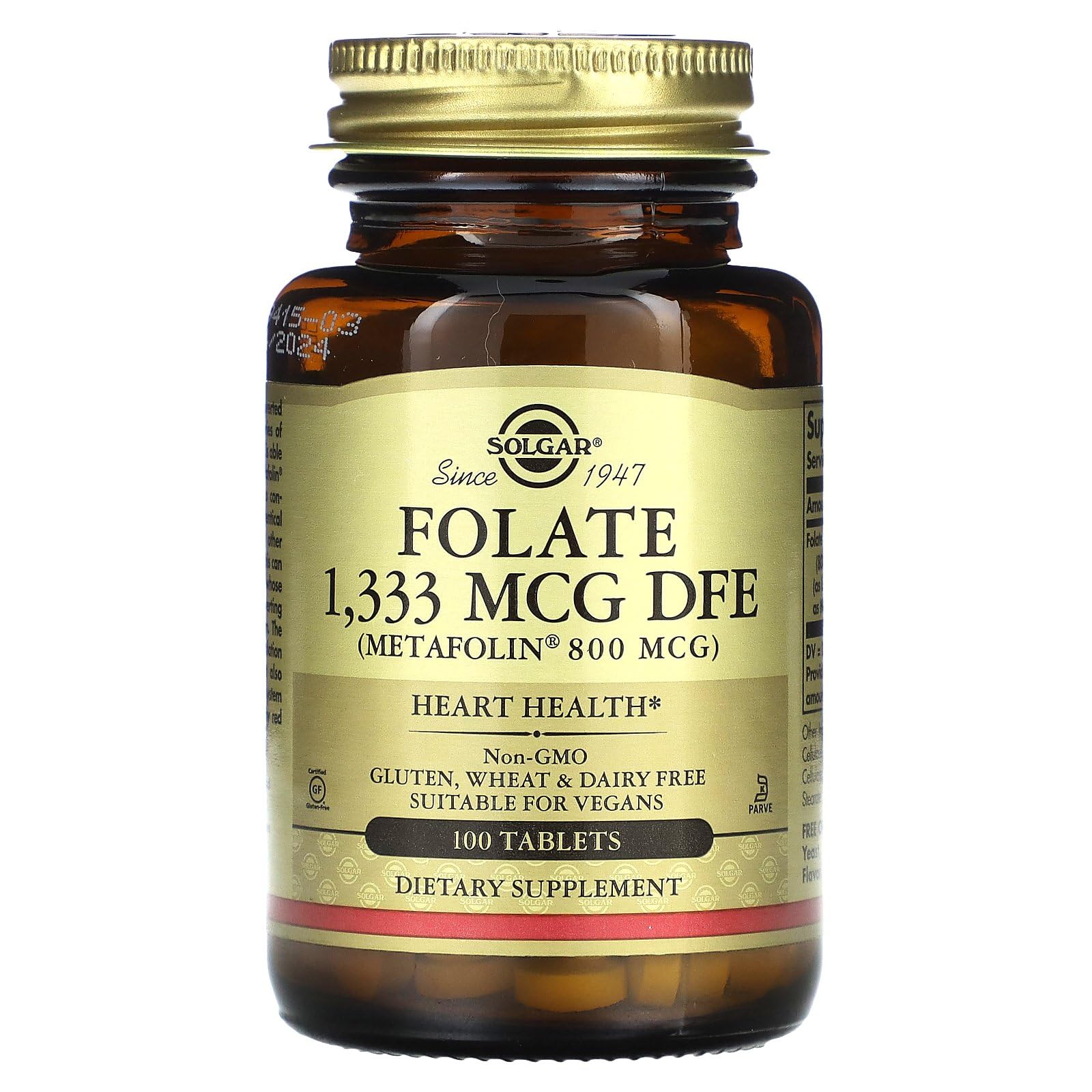 Solgar Folate Metafolin 800 mg tablets ingredients