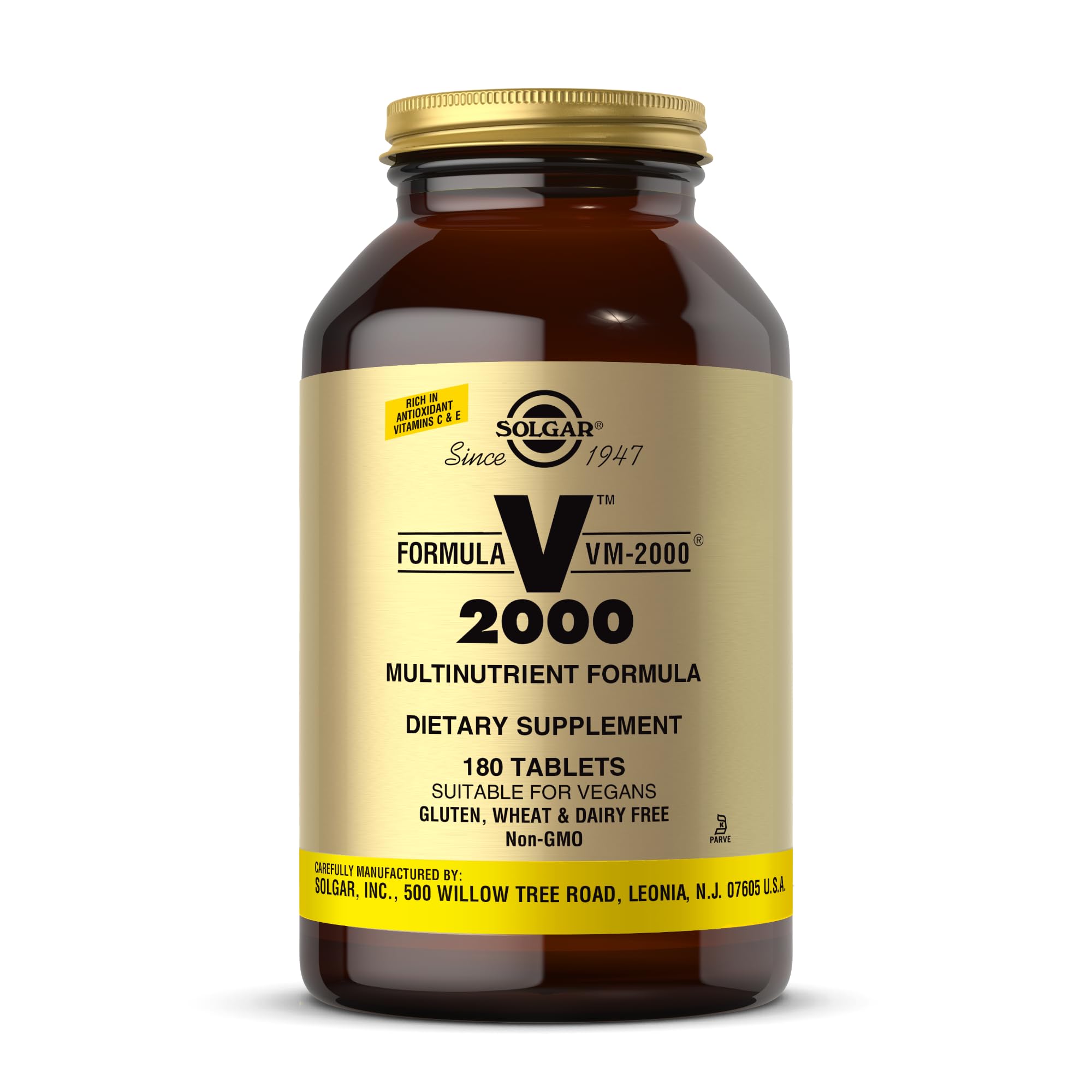 Solgar Formula VM 2000 bottle image highlighting the multinutrient formula for daily wellness