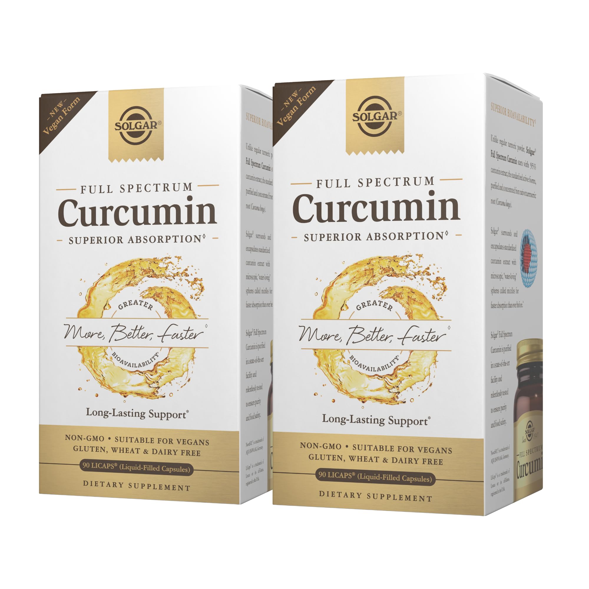 Solgar Full Spectrum Curcumin 90 softgels Pack 2 front label