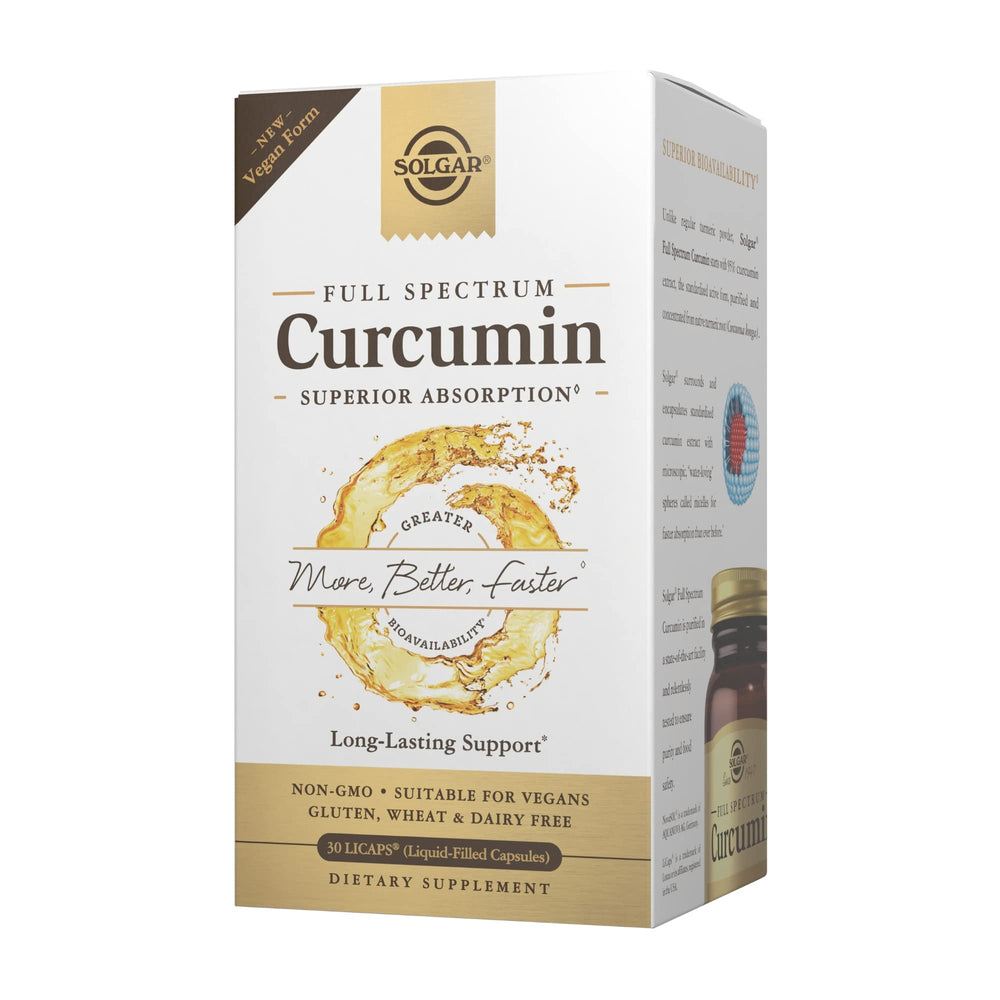 Solgar Full Spectrum Curcumin LiCaps bottle with 30 counts
