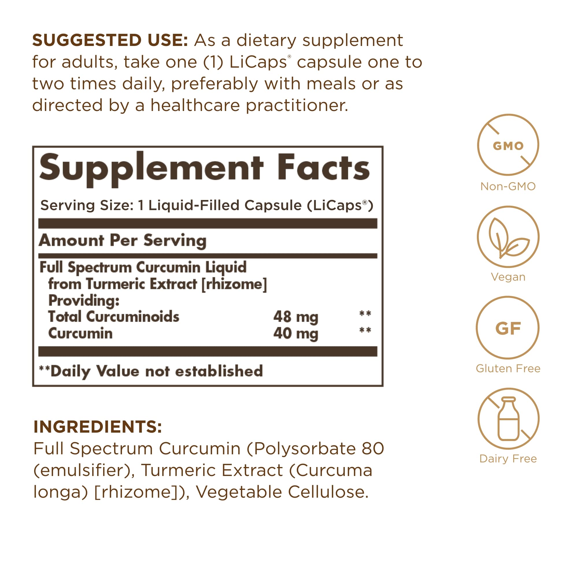 Close-up of Solgar Curcumin LiCaps bottle packaging