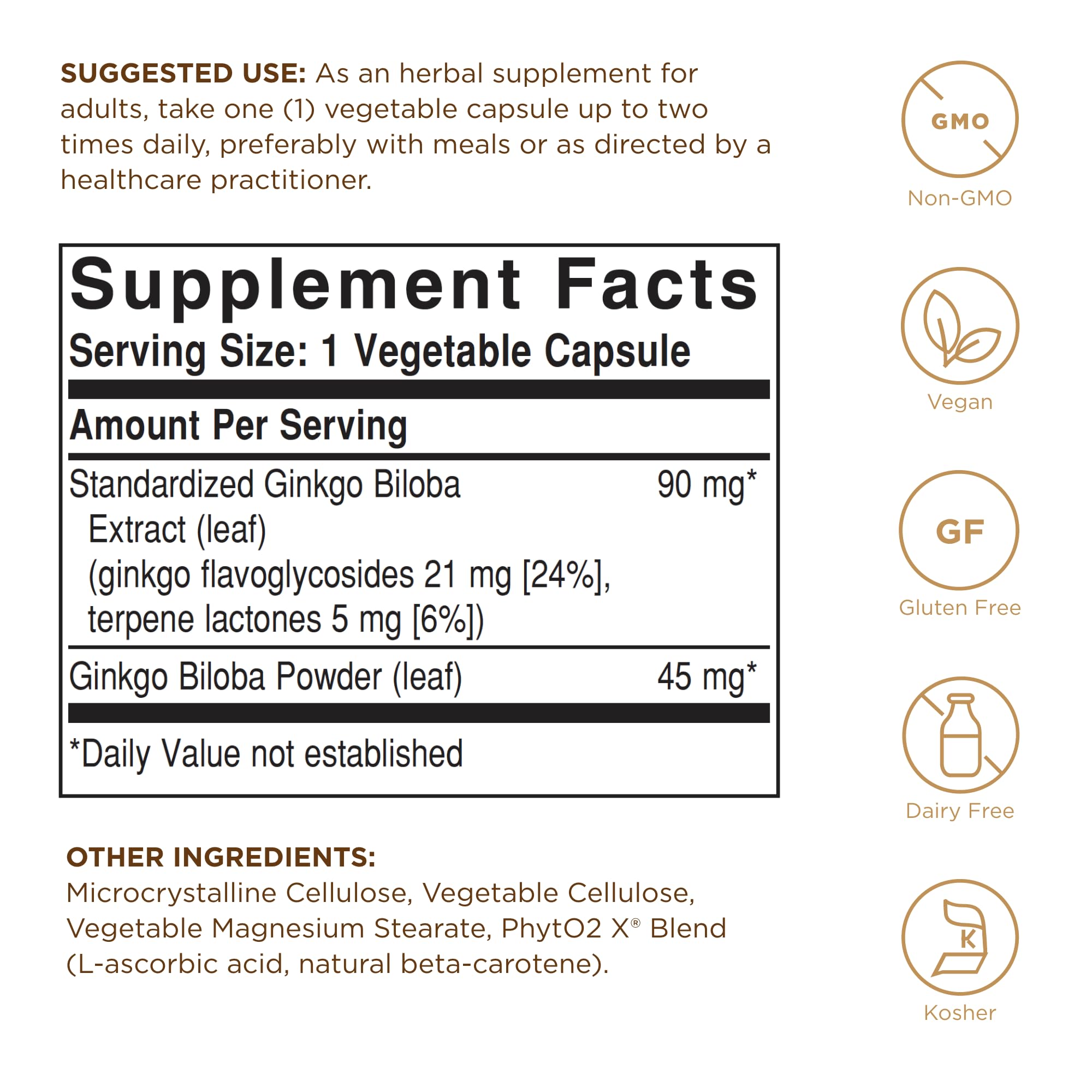 Solgar Ginkgo Biloba - non-GMO vegan gluten-free