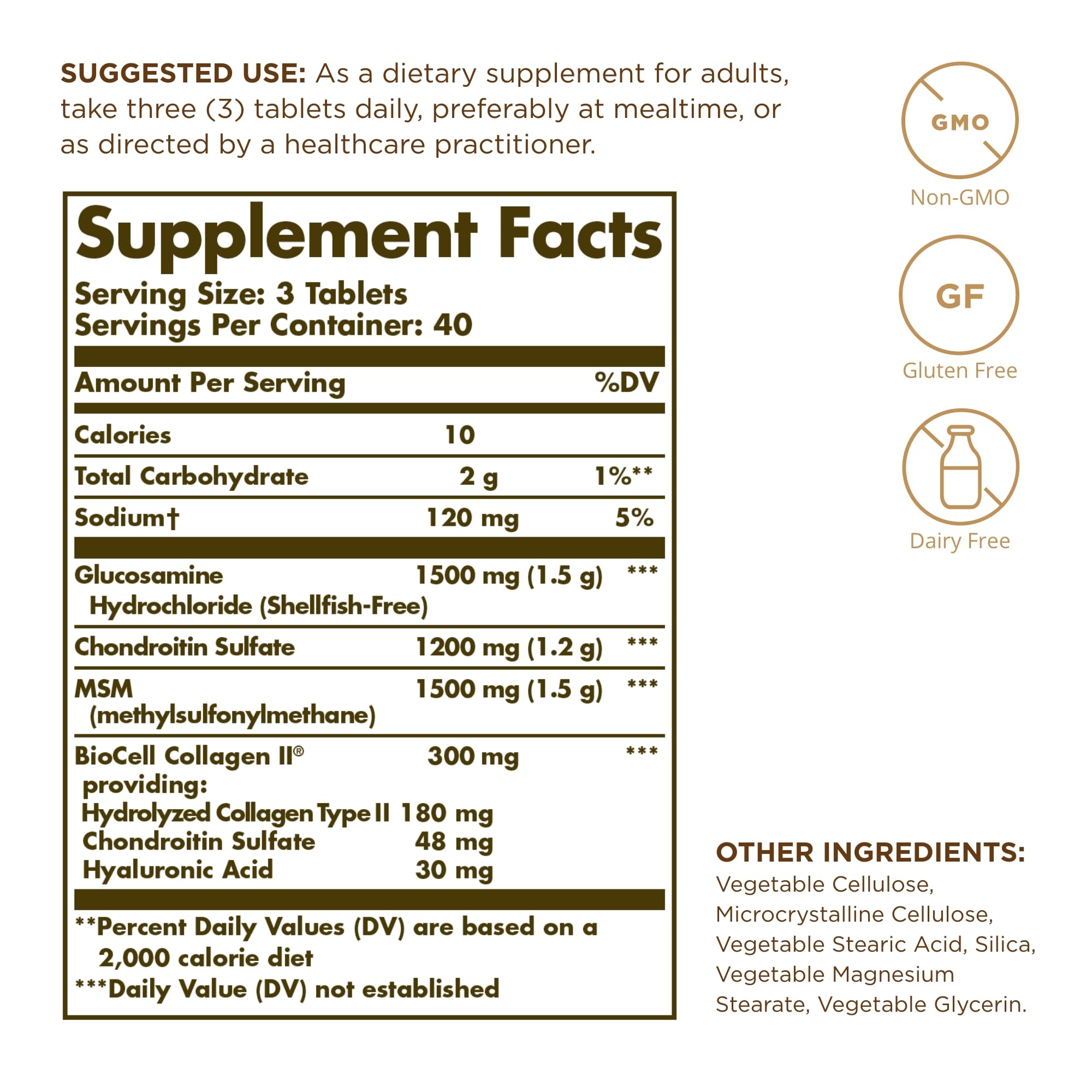 Solgar product label showing 120 tablets per bottle and pack of 2