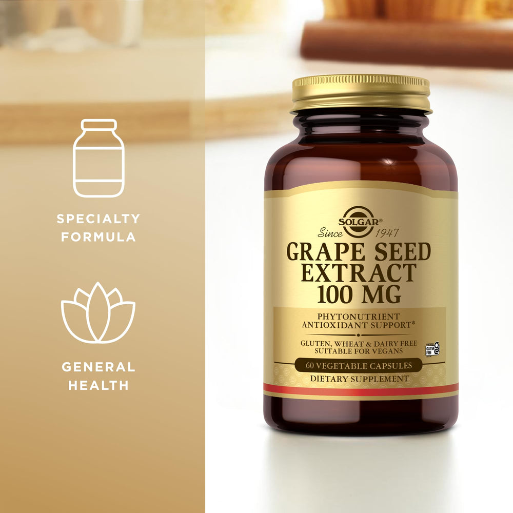 Vegan gluten-free dairy-free Solgar grape seed extract label