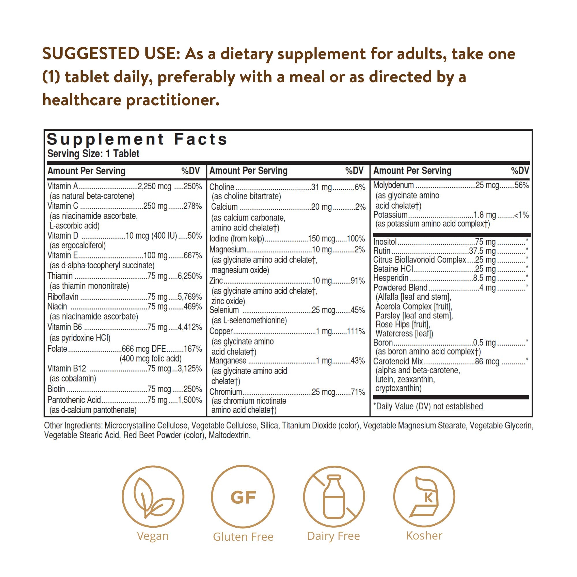 Close-up of Solgar VM-75 tablets highlighting vitamin blend