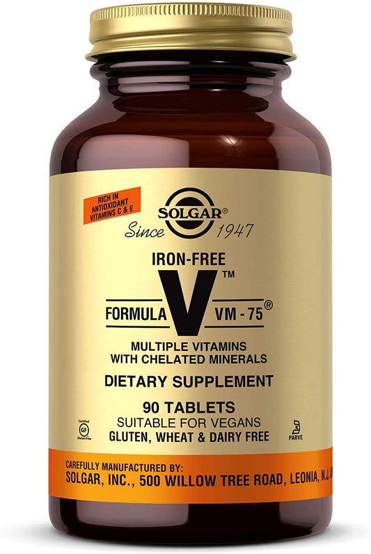 Solgar Iron-Free VM-75 bottle front view