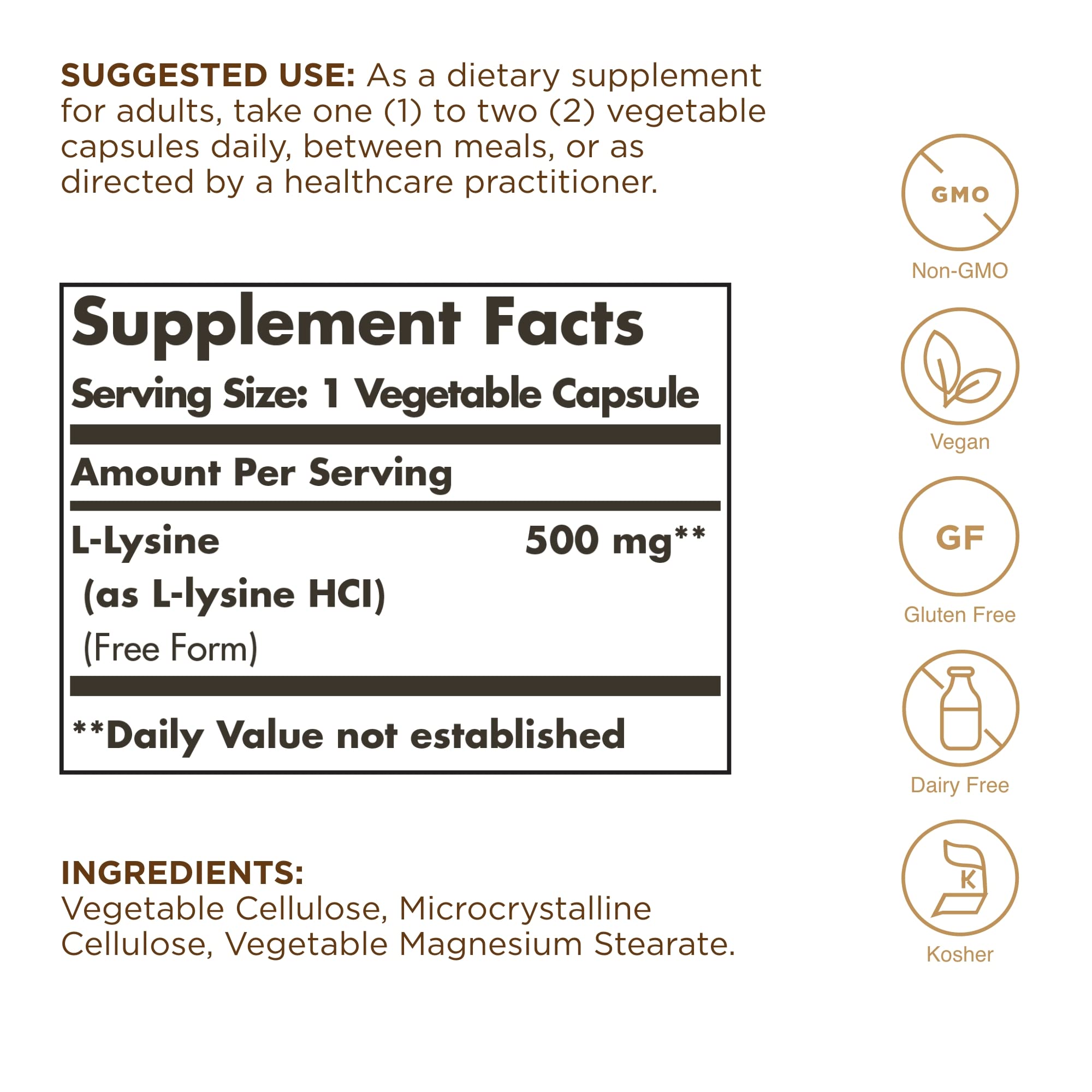 Solgar L-Lysine 500 mg bottle