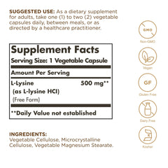 Solgar L-Lysine 500 mg bottle