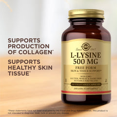 Dietary supplement facts for Solgar L-Lysine 500 mg