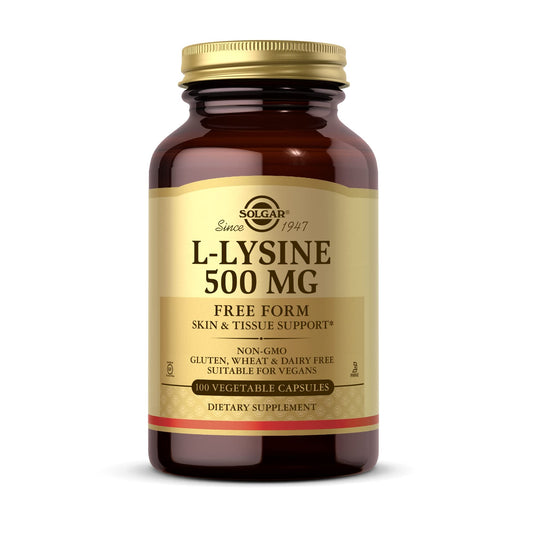 Front view of Solgar L-Lysine 500 mg bottle