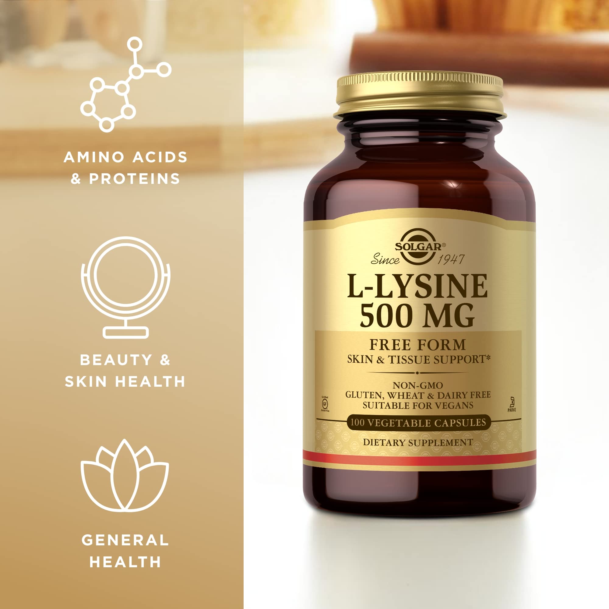 Ingredient list and nutrition facts for Solgar L-Lysine 500 mg