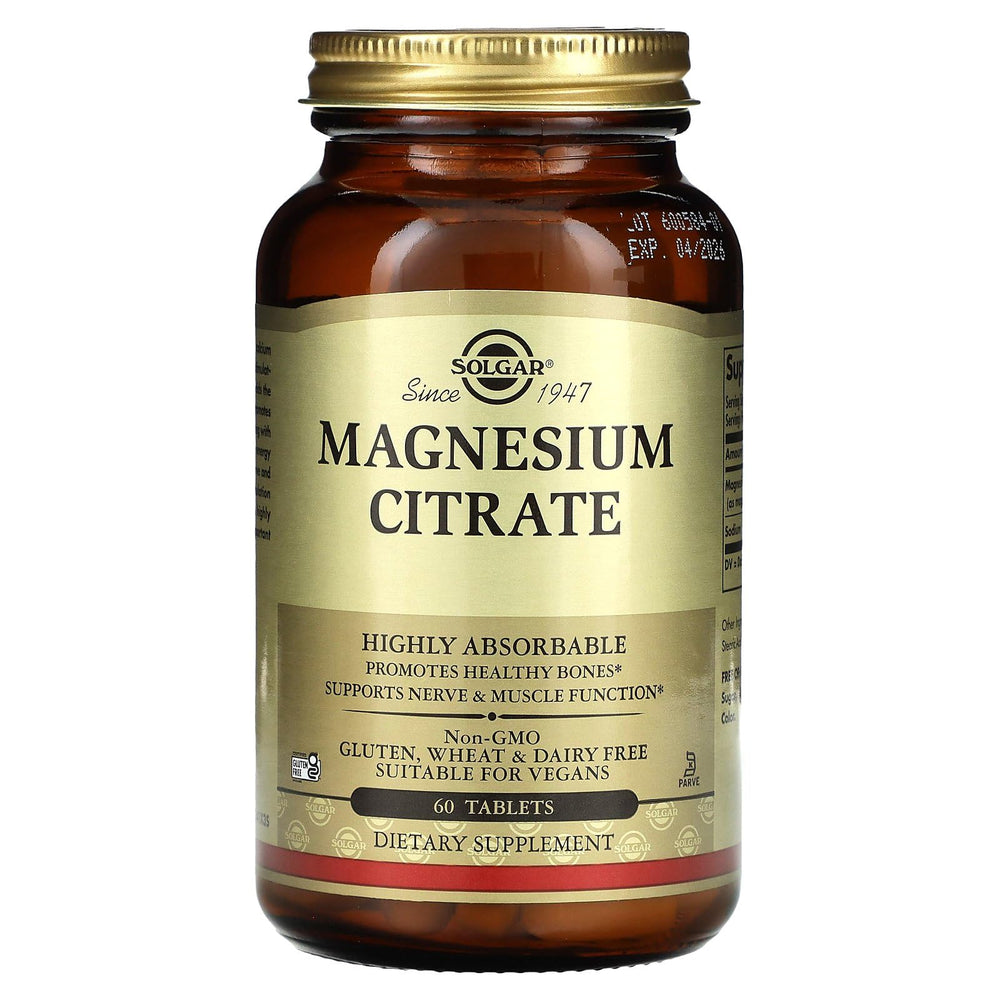 Solgar Magnesium Citrate ingredients and nutrition facts panel
