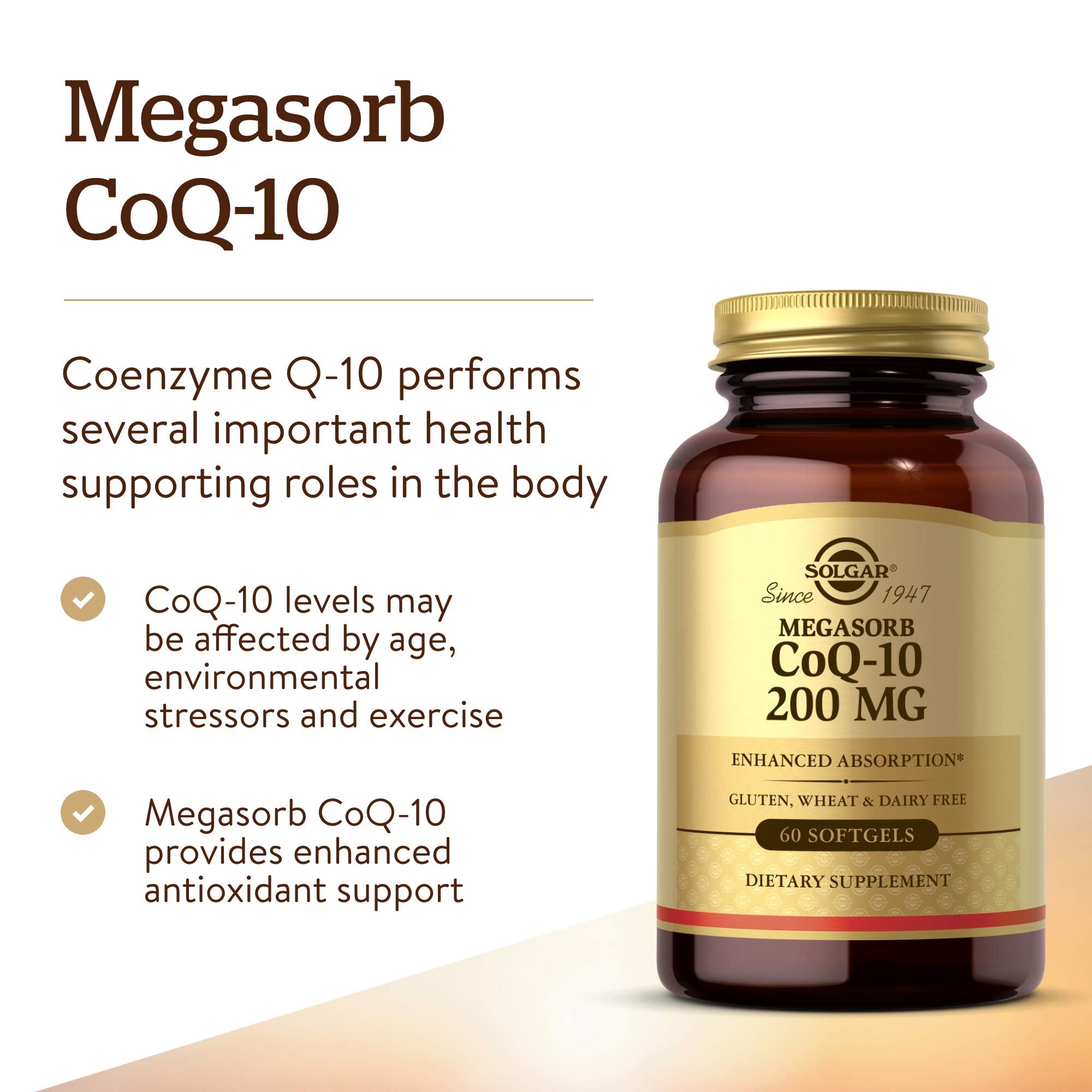 Ingredients panel for Solgar Megasorb CoQ-10 200 mg softgels