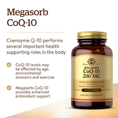 Ingredients panel for Solgar Megasorb CoQ-10 200 mg softgels