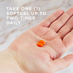 Softgels in bottle showing oil-based formulation