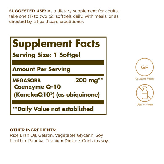 Close-up of CoQ-10 softgels in bottle