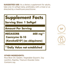 Close-up of Solgar Megasorb CoQ-10 600 mg softgels