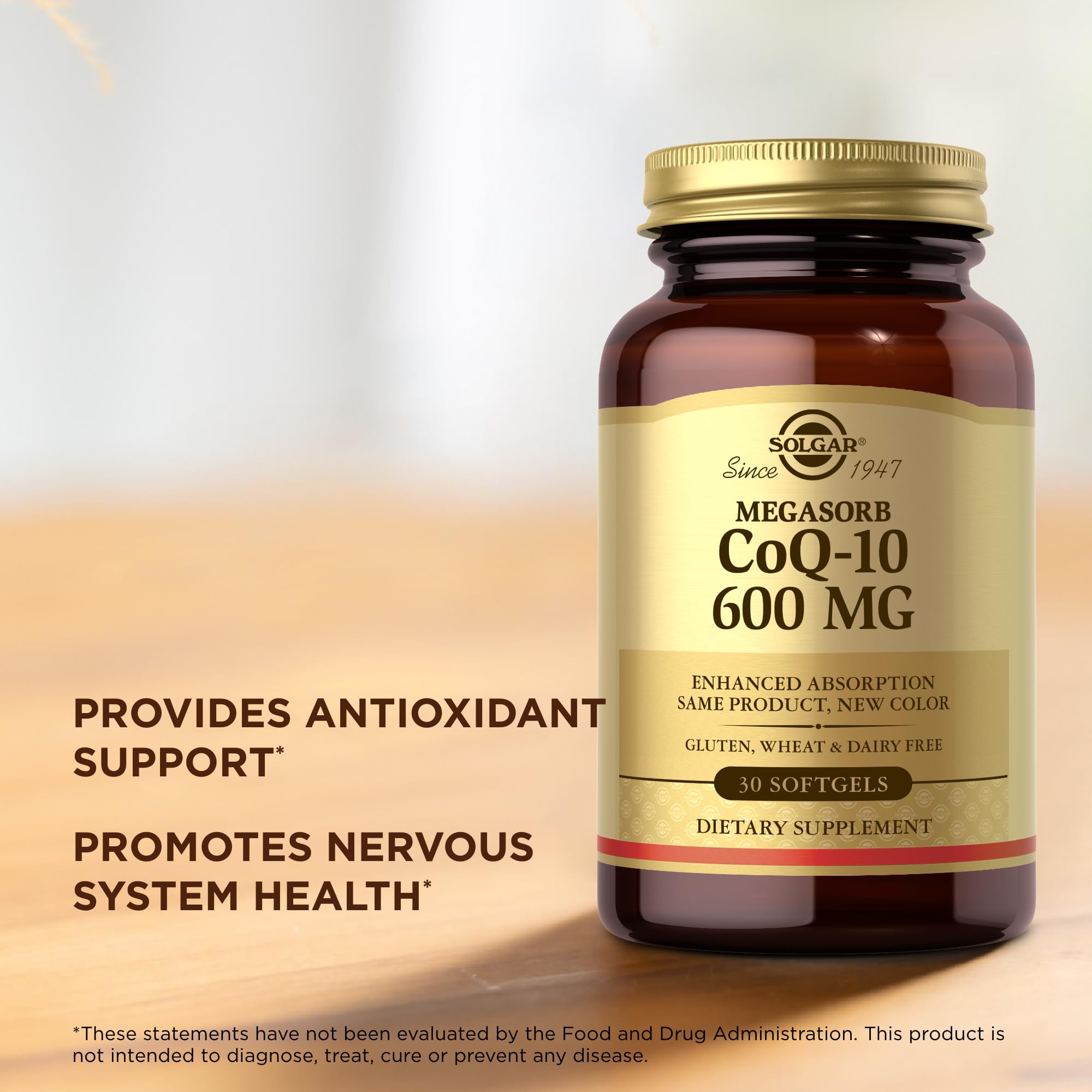 Pack of 3 Solgar Megasorb CoQ-10 bottles showing 90 servings