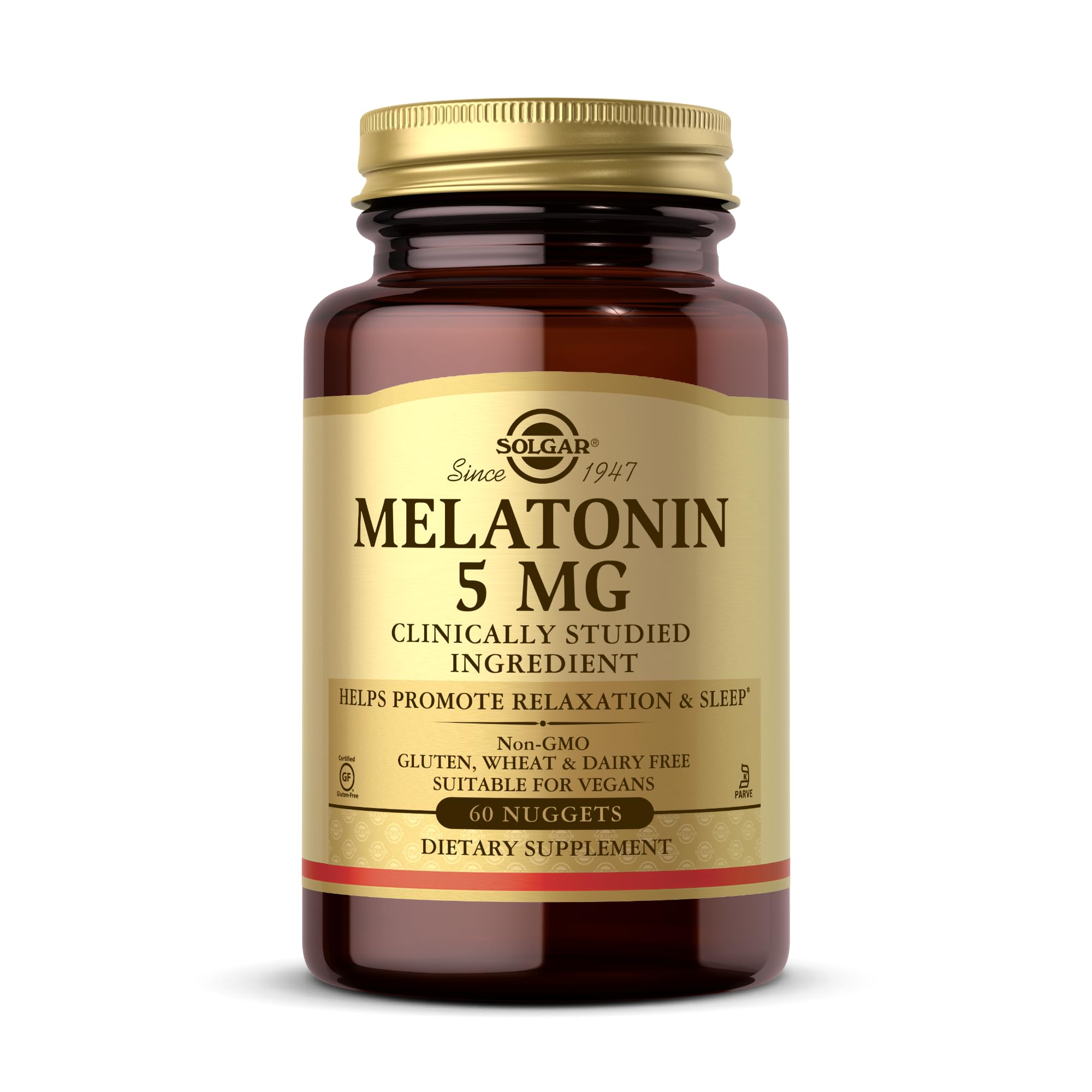 Solgar Melatonin 5 mg bottle with 60 nuggets