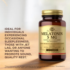 Solgar Melatonin 5 mg bottle on white background