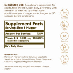 Solgar Methylcobalamin 5000 mcg label and packaging