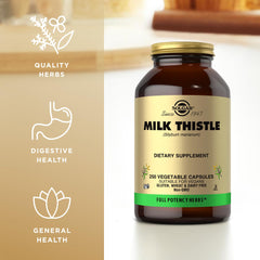 Close-up of Solgar Milk Thistle label with details