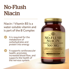 Solgar No-Flush Niacin 500 mg capsules close-up
