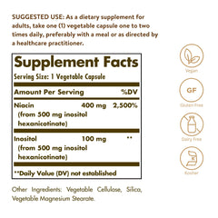 Niacin inositol-bound ingredients for no-flush delivery