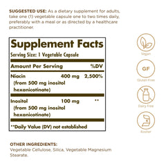Solgar No-Flush Niacin label close-up
