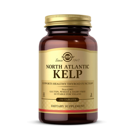 Solgar North Atlantic Kelp bottle with 250 tablets label