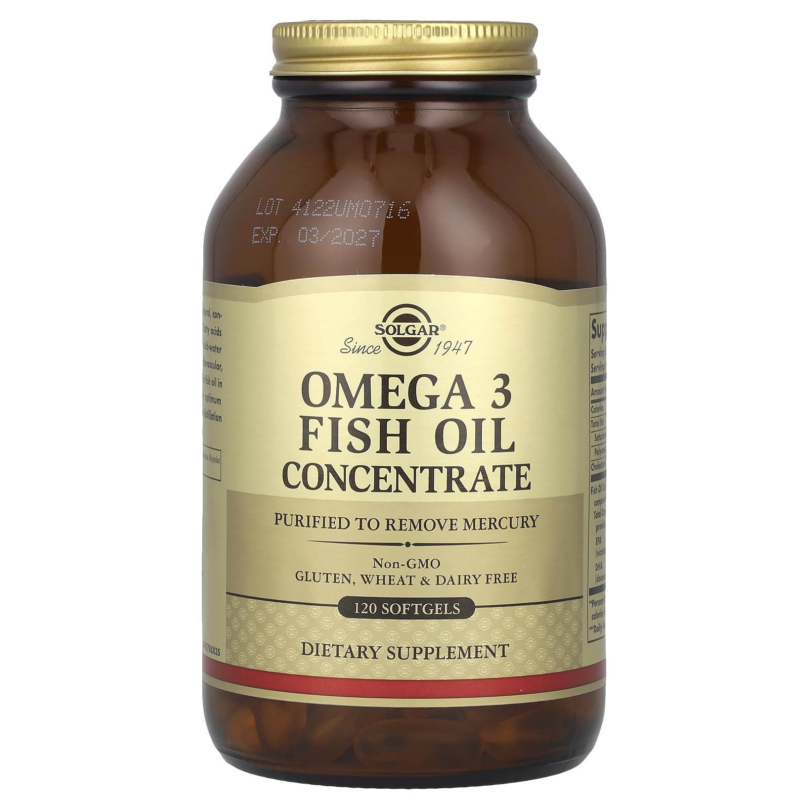 Solgar Omega-3 bottle showing servings
