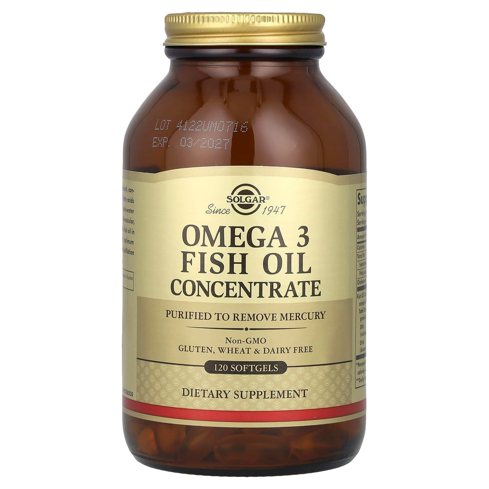 Non-GMO and gluten-free Solgar Omega-3 softgels