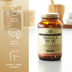 Close-up of Solgar omega-3 softgels