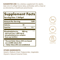Close-up of Solgar Phosphatidylserine 200 mg softgels