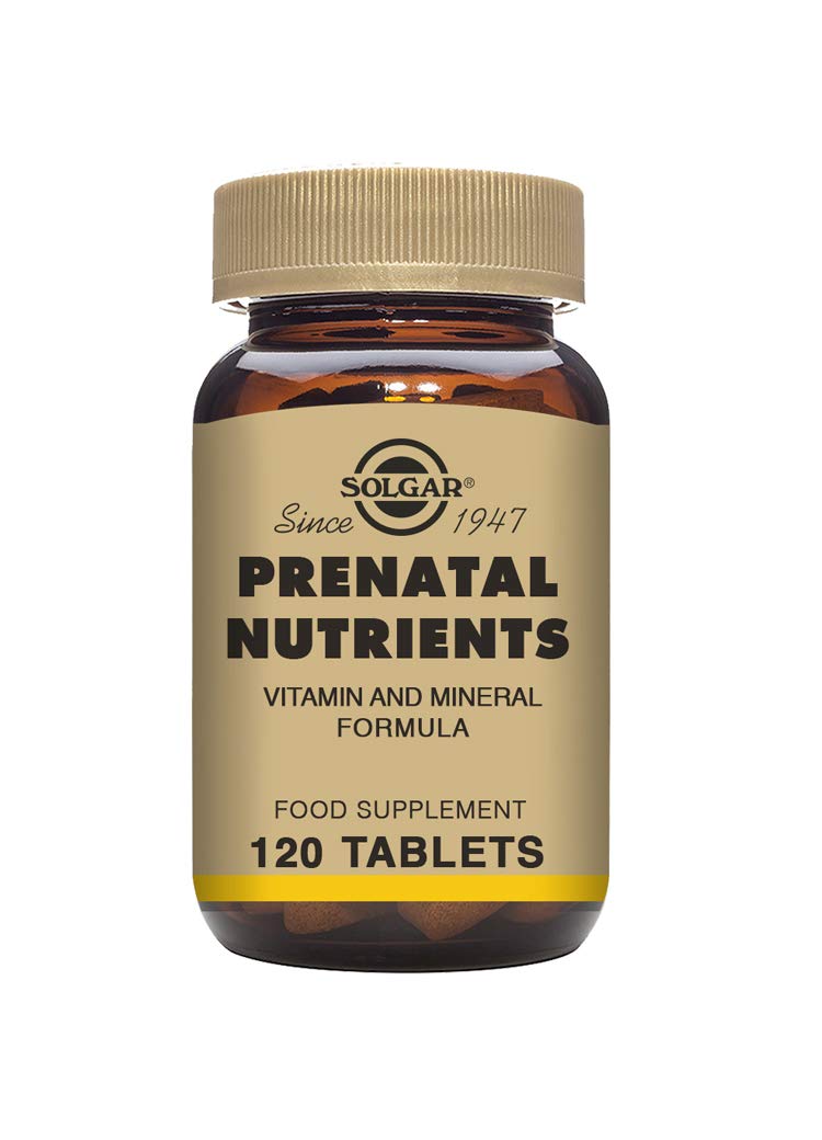 Solgar Prenatal Nutrients bottle and label - 120 tablets