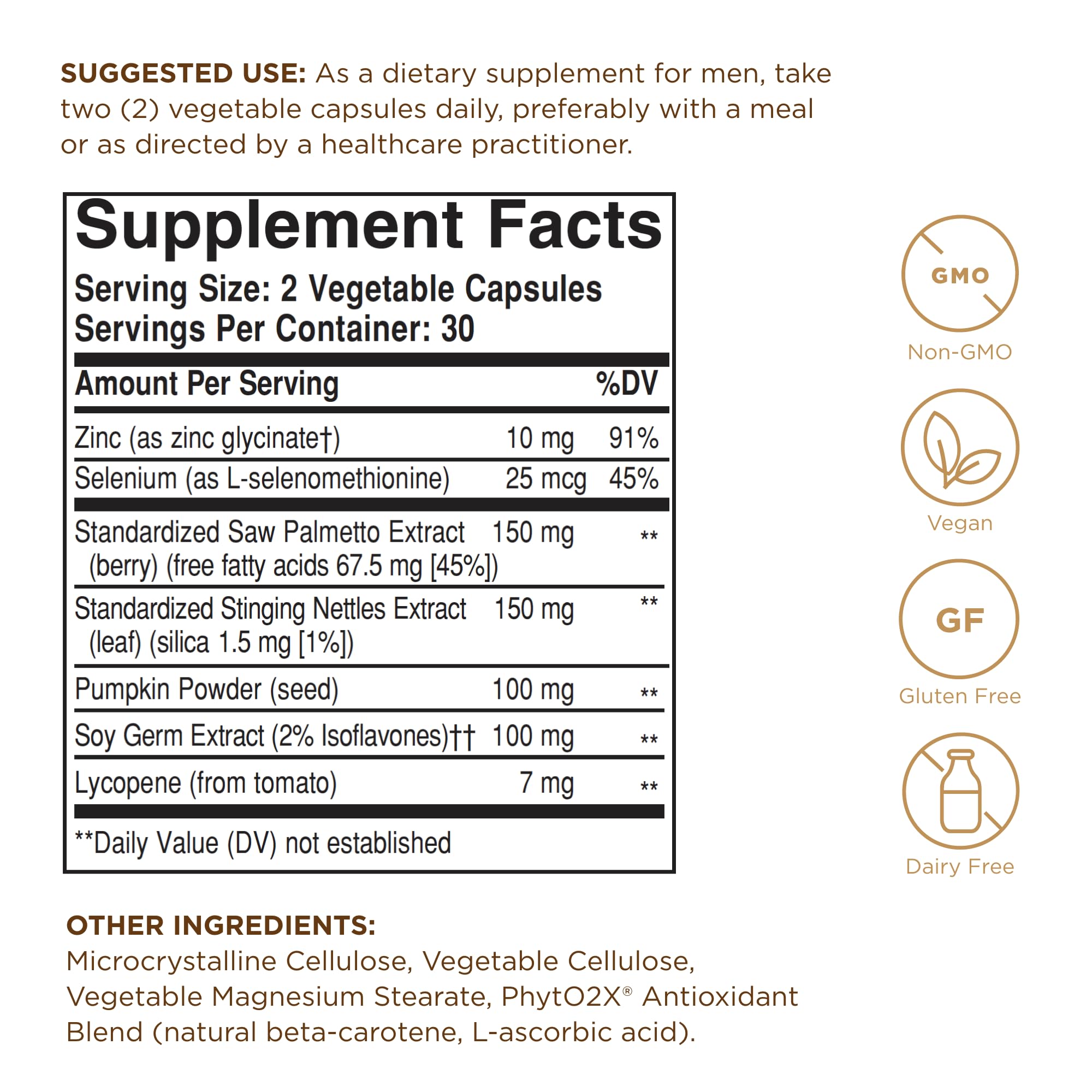 Solgar Prostate Support bottle side view