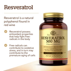 Kosher certified and gluten-free indication on Solgar Resveratrol label