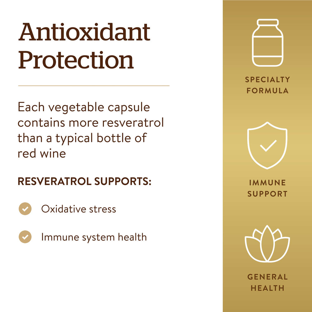 Solgar Resveratrol 500 mg plant-based vegetable capsules