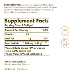 Close-up of Solgar Lecithin 1360 mg softgels