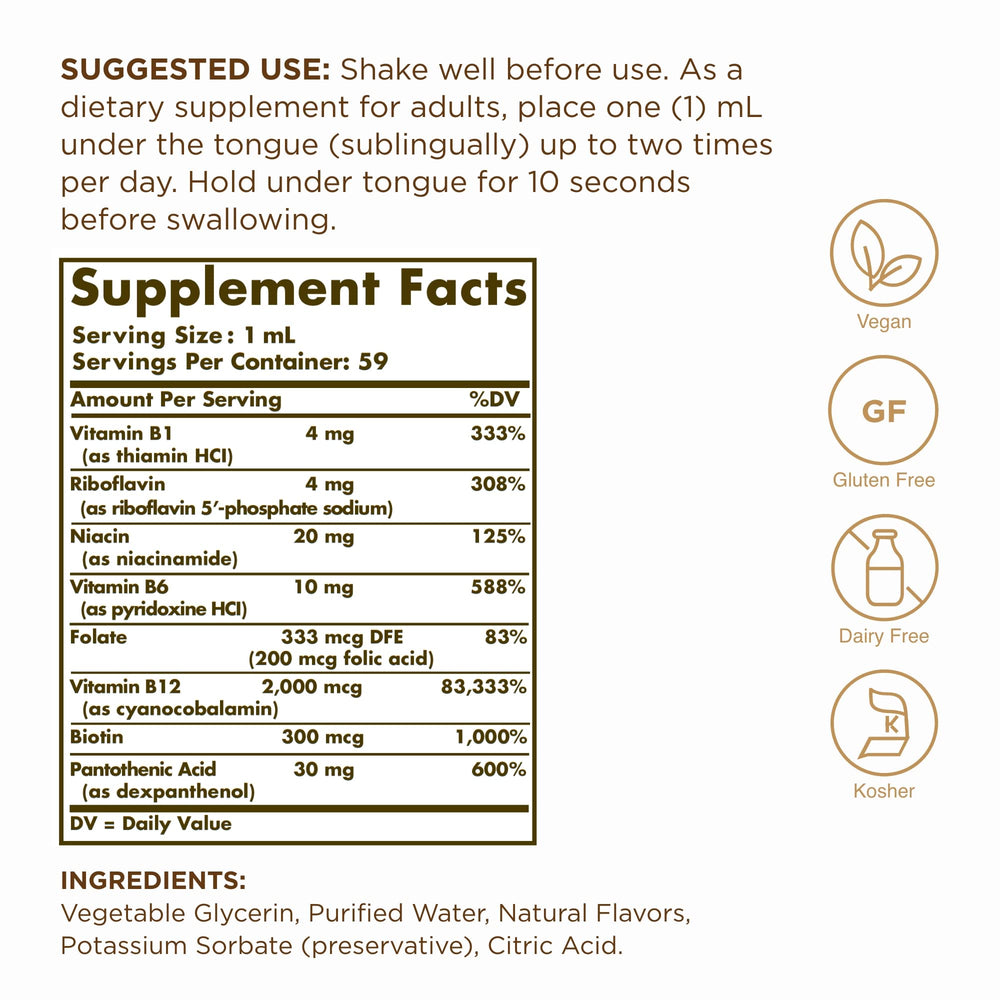 Solgar Sublingual B-12 with B-Complex bottle label