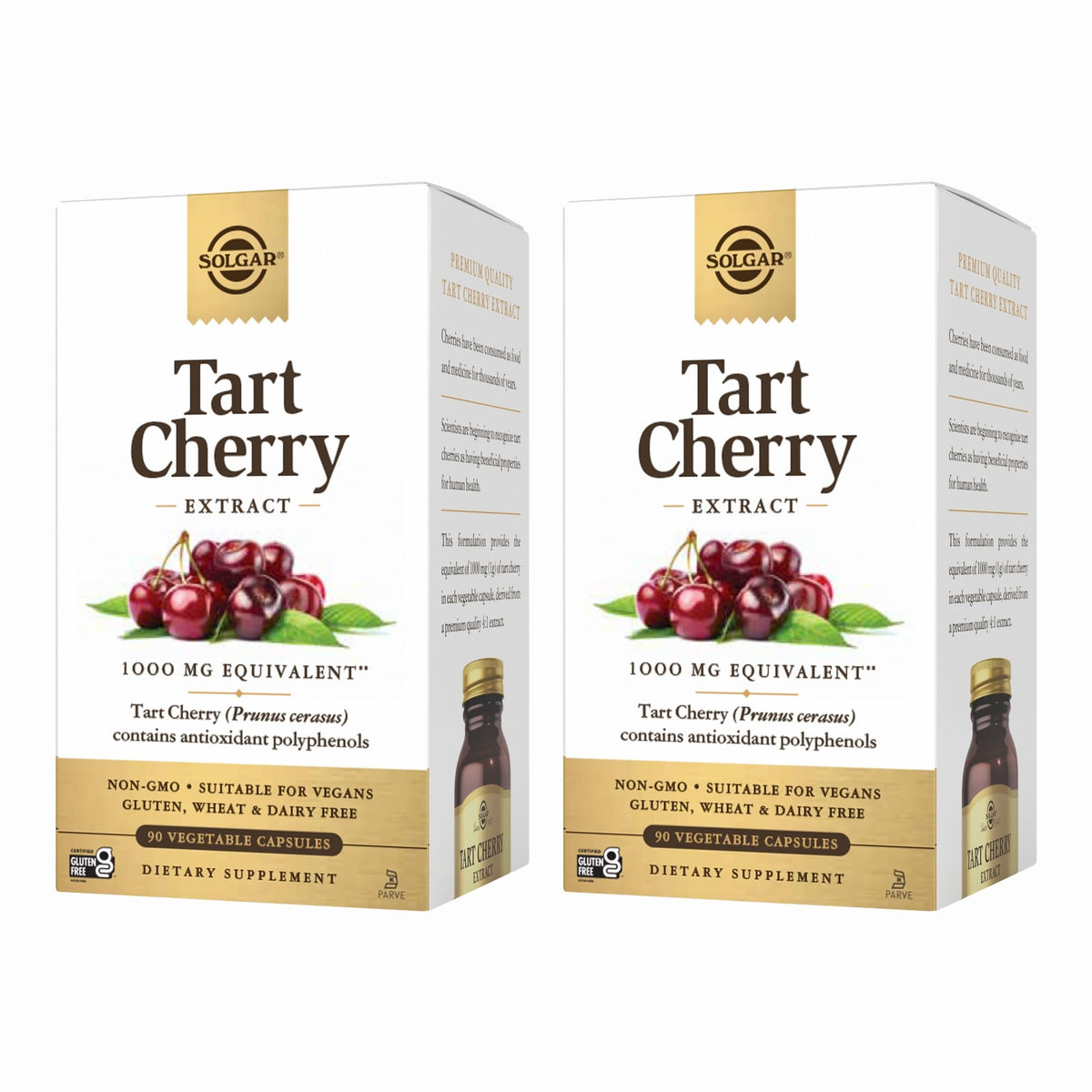 Solgar Tart Cherry 1000 mg Pack of 2 outer packaging with capsules