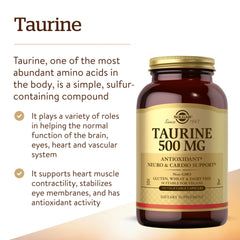 Solgar Taurine 500 mg bottle on white background
