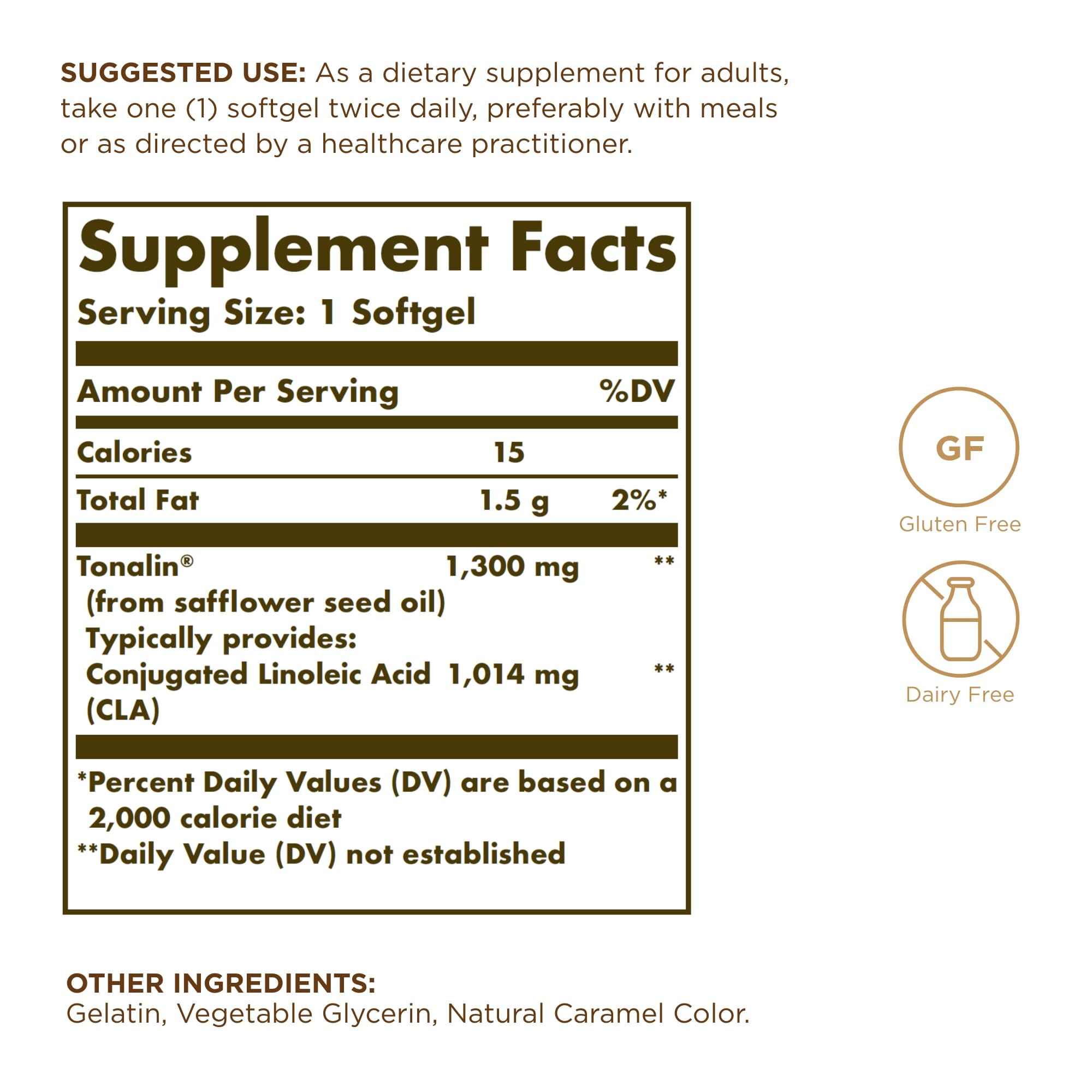 Solgar Tonalin CLA label front