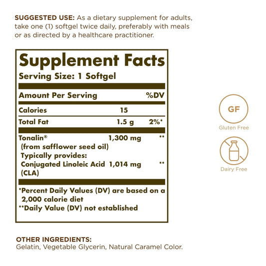 Solgar Tonalin CLA label front
