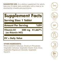 Solgar Vitamin B1 Thiamin 100 tablets packaging image